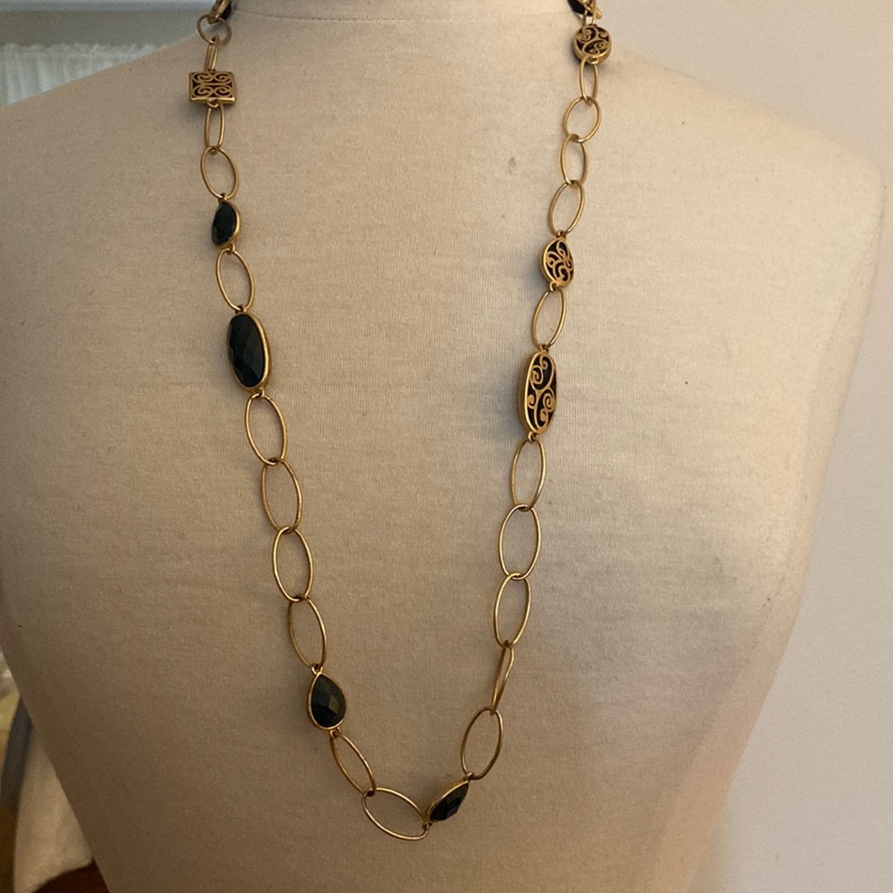 Gold necklace, with green stones